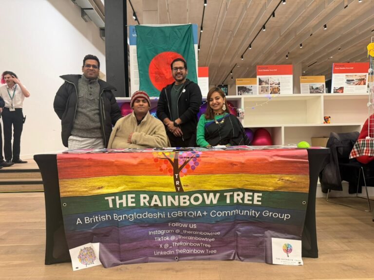 Rainbow Tree at Tower Hamlets Christmas Wellbeing Mutual Aid Market & Party